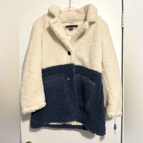 French Connection Colorblocked Teddy Coat NWT - Picture 3 of 7